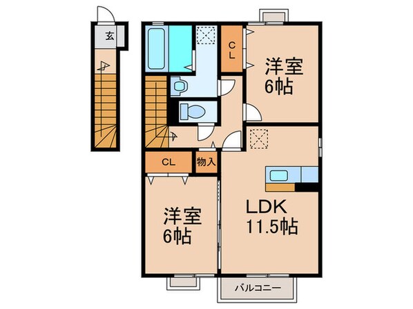 フォンティ－ヌ清水Ａ棟の物件間取画像